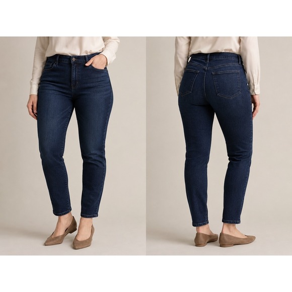 Ann Taylor Loft Denim - Ann Taylor Factory Petite Women's Jeans Size 12P Dark Wash Straight Slim Stretch